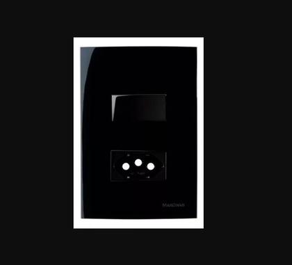 Imagem de Conjunto Interruptor Paralelo + Tomada 20A 4x2 Preto Ebony Clean MarGirius