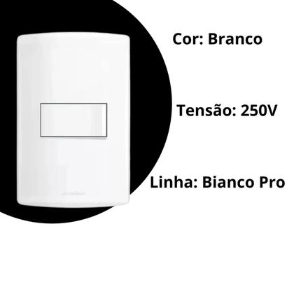 Imagem de Conjunto Interruptor Simples 10a 250V Bianco Pro - Alumbra