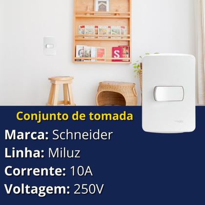 Imagem de Conjunto Interruptor Simples 10A Schneider Miluz