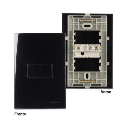 Imagem de Conjunto Interruptor Simples 4x2 Preto Brilhante Ebony Sleek Margirius