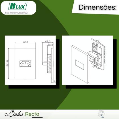 Imagem de Conjunto Interruptor Simples E Tomada 10a 4x2 Branco Satin - B.lux