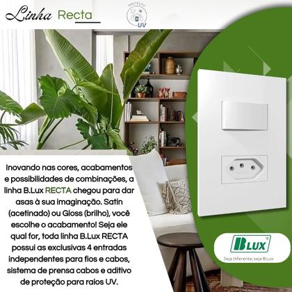 Imagem de Conjunto Interruptor Simples E Tomada 10a 4x2 Branco Satin - B.lux