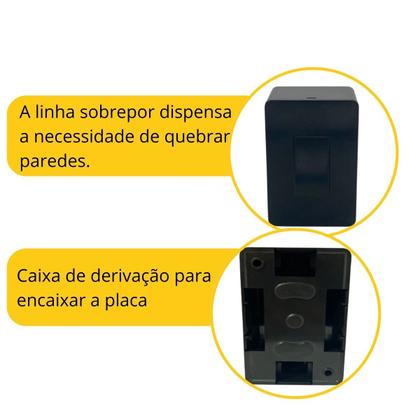Imagem de Conjunto Interruptor Simples Sobrepor Sistema X Preto Black
