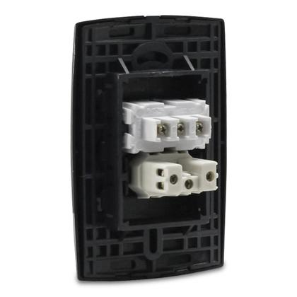 Imagem de Conjunto Interruptor Simples + Tomada 10A Preto Force Line
