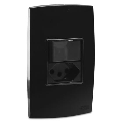 Imagem de Conjunto Interruptor Simples + Tomada 10A Preto Force Line