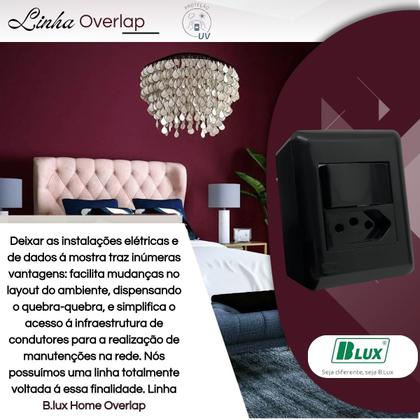 Imagem de Conjunto Interruptor Simples + Tomada 10a Sobrepor - Blux Overlap Grafite
