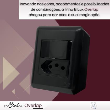 Imagem de Conjunto Interruptor Simples + Tomada 10a Sobrepor - Blux Overlap Grafite