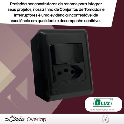 Imagem de Conjunto Interruptor Simples + Tomada 10a Sobrepor - Blux Overlap Grafite