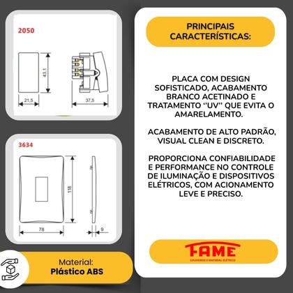 Imagem de Conjunto Interruptor Simples Vertical 16a Habitat 4x2
