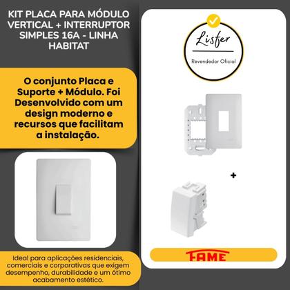 Imagem de Conjunto Interruptor Simples Vertical 16a Habitat 4x2