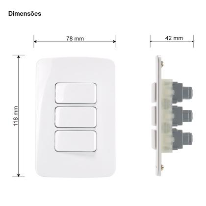 Imagem de Conjunto Interruptor Triplo 3 Teclas Paralelo B3 Margirius