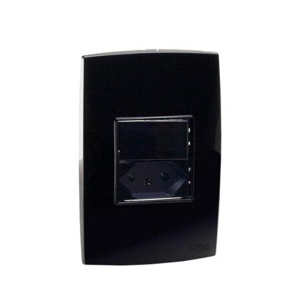 Imagem de Conjunto Interruptores Simples 10A 250V Tomada 2P+T 20A 250V Preto Rubi - Force Line