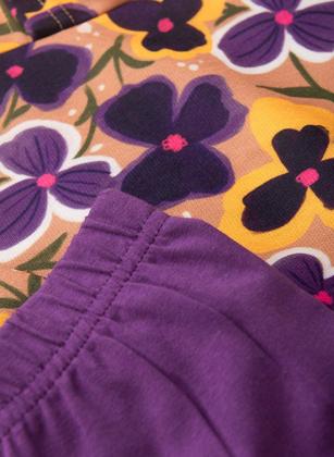 Imagem de Conjunto Inverno Menina Marrom Blusão Com Capuz e Legging em Cotton Folhas e Flores