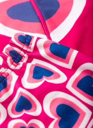 Imagem de Conjunto Inverno Menina Pink Jaqueta Com Capuz e Calça em Moletom Corações