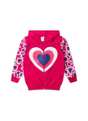 Imagem de Conjunto Inverno Menina Pink Jaqueta Com Capuz e Calça em Moletom Corações