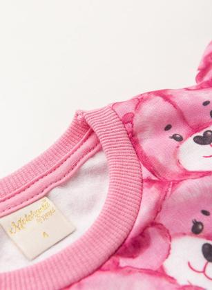 Imagem de Conjunto Inverno Menina Rosa Blusão com Babado e Legging em Cotton Ursinhos