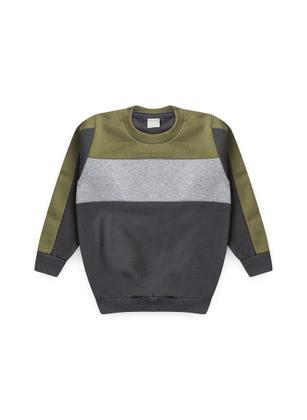 Imagem de Conjunto Inverno Menino Cinza Blusão e Calça em Moletom Básico com Recortes 