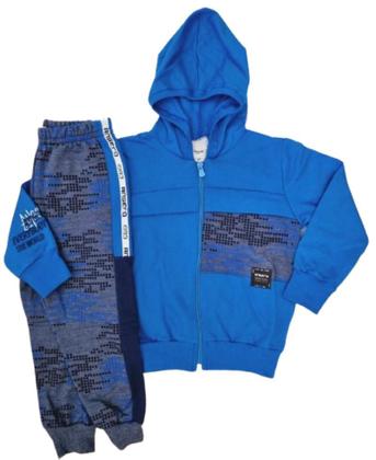 Imagem de Conjunto inverno menino jaqueta com capuz e calça em moletom