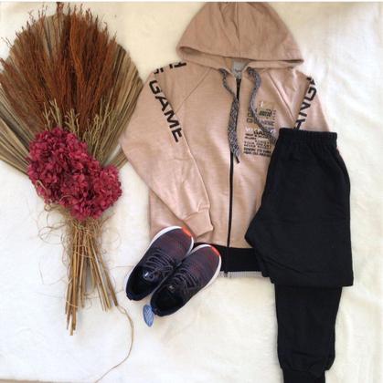 Imagem de Conjunto inverno menino jaqueta com capuz e calça em moletom