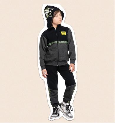 Imagem de Conjunto inverno menino jaqueta com capuz e calça em moletom