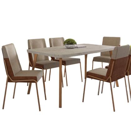 Imagem de Conjunto Jantar Mesa 160cm + 6 Cadeiras Hug Estofadas PR