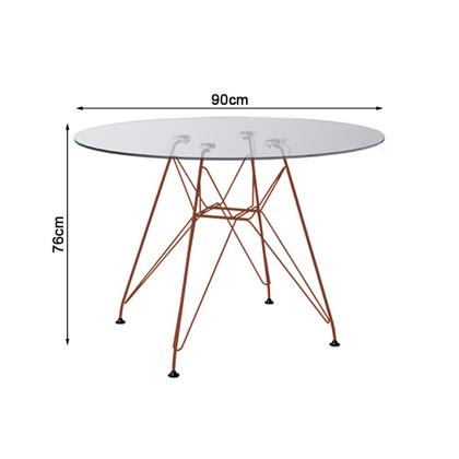 Imagem de Conjunto Jantar Mesa Redonda Vidro Eames Eiffel 90cm com 4 Poltronas Brancas Ferro Cobre
