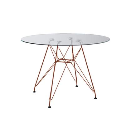 Imagem de Conjunto Jantar Mesa Redonda Vidro Eames Eiffel 90cm com 4 Poltronas Brancas Ferro Cobre