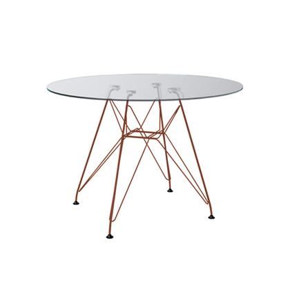 Imagem de Conjunto Jantar Mesa Redonda Vidro Eames Eiffel 90cm com 4 Poltronas Pretas Ferro Cobre
