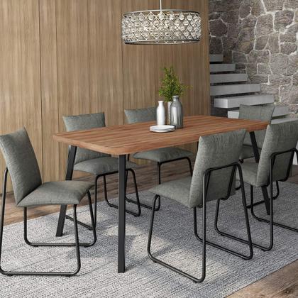 Imagem de Conjunto Jantar Mesa Retangular 160cm c/ 6 Cadeiras Soft NP