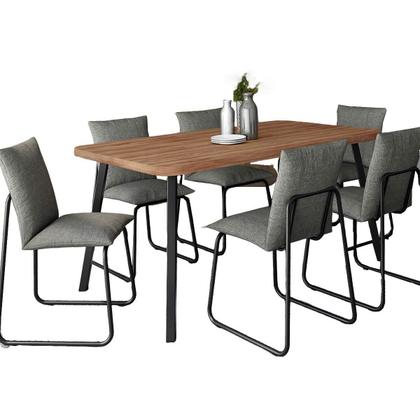 Imagem de Conjunto Jantar Mesa Retangular 160cm c/ 6 Cadeiras Soft NP