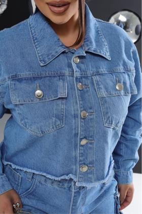 Imagem de Conjunto Jaqueta Bermuda Jeans Plus Size Fem. n 46 ao 54.