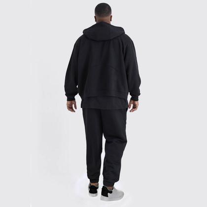 Imagem de Conjunto Jaqueta Com Ziper +Calça de Moletom Plus Size Estilo Casual Blusa Com Capuz e Bolso Ideal Para o Frio