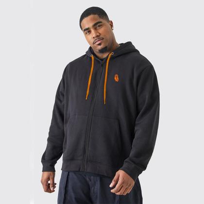 Imagem de Conjunto Jaqueta Com Ziper +Calça de Moletom Plus Size Estilo Casual Blusa Com Capuz e Bolso Ideal Para o Frio