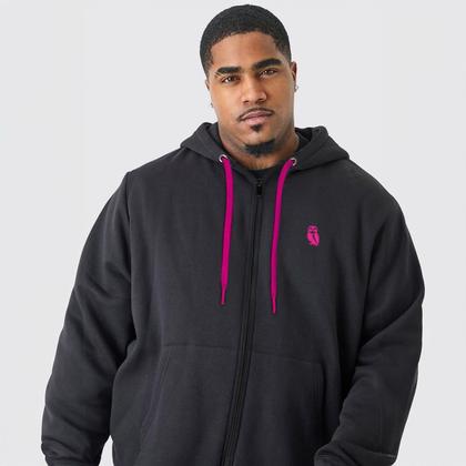 Imagem de Conjunto Jaqueta Com Ziper +Calça de Moletom Plus Size Estilo Casual Blusa Com Capuz e Bolso Ideal Para o Frio