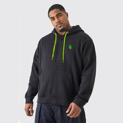 Imagem de Conjunto Jaqueta Com Ziper +Calça de Moletom Plus Size Estilo Casual Blusa Com Capuz e Bolso Ideal Para o Frio