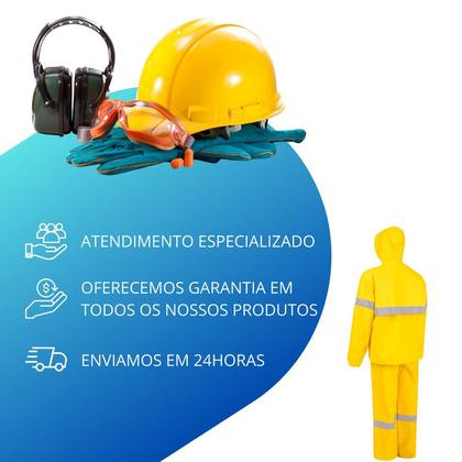 Imagem de Conjunto Jaqueta e Calça Nylon Impermeavel Motociclista Amarelo Vértice CA 28740 28742