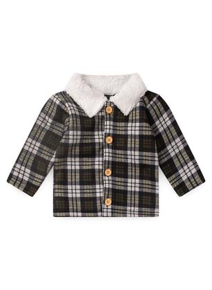 Imagem de Conjunto Jaqueta Malha Ticrot E Calça Em Moletom Xadrez