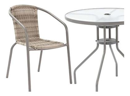 Conjunto Jardim E Varanda Rattan Mesa E 2 Cadeiras Aco Vidro - Naterial Imagem de Conjunto Jardim E Varanda Rattan Mesa E 2 Cadeiras Aco Vidro