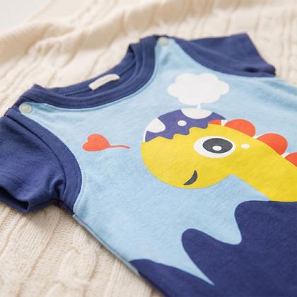 Imagem de Conjunto Jardineira Bebe Menino Dinossauro Algodão Luxo Roupa Mesversario Tematica Festa Salopete
