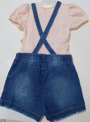 Imagem de Conjunto Jardineira Jeans + Blusa Menina Verão Paraiso 14121