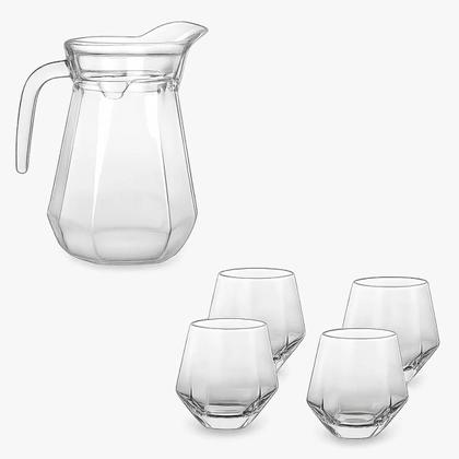 Imagem de Conjunto Jarra 1000ml Copos 260ml Design Elegante Bico Antiderrame Servir Bebidas