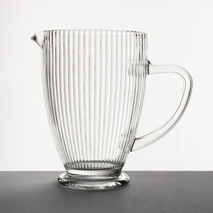 Imagem de Conjunto Jarra 1,2L com 6 Copos 260ml Vidro Canelado Moderno Jogo Jarra 1,2l e 6 Copos Linha Prisma