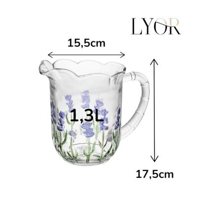 Imagem de Conjunto Jarra 1,3L De Suco Taças Estilo Lavanda 240ml Vidro