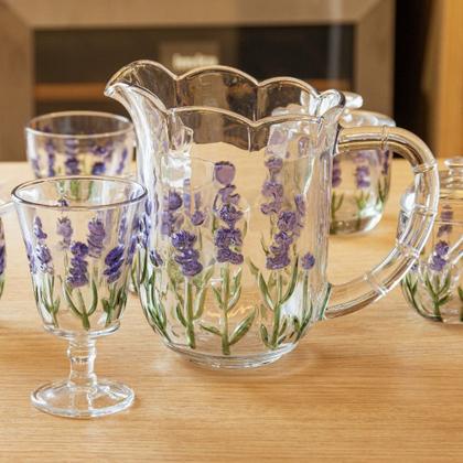 Imagem de Conjunto Jarra 1,3L De Suco Taças Estilo Lavanda 240ml Vidro