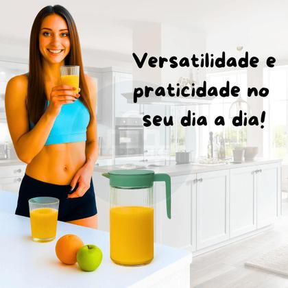 Imagem de Conjunto Jarra 1L Com 4 Copos 220 ML De Vidro Com Tampa De Plástico Cor Verde