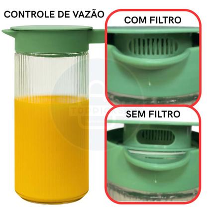 Imagem de Conjunto Jarra 1L Com 4 Copos 220 ML De Vidro Com Tampa De Plástico Cor Verde