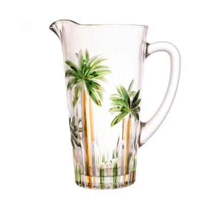 Imagem de Conjunto Jarra 6 Copos Palm Tree Handpaint Cristal - Wolff
