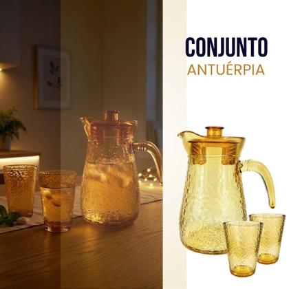 Imagem de Conjunto Jarra 6 Copos Vidro 7 Peças Resistente para Suco Água Bebidas e Mesa Posta