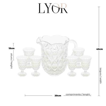 Imagem de Conjunto Jarra com 6 Taças para Água de Cristal Lile Lyor