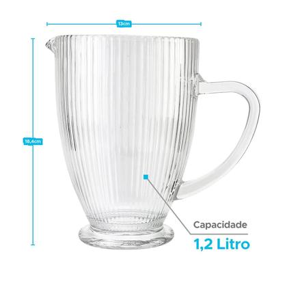 Imagem de Conjunto Jarra E Copos Prisma Canelado Transparente